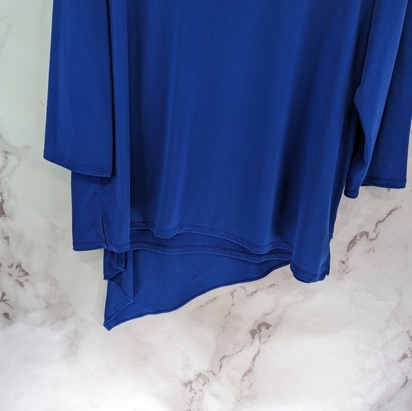 Chicos Shirt Women 3 XL Royal Blue Ultimate Tee Flowy Asymmetric Long Sleeve - Picture 7 of 11